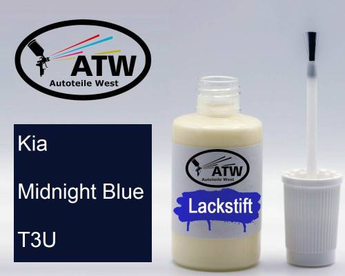 Kia, Midnight Blue, T3U: 20ml Lackstift, von ATW Autoteile West.